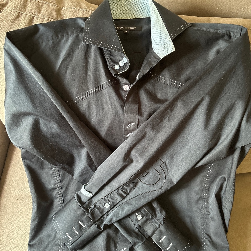 BOGOSSE Men’s Large Dress Shirt Black